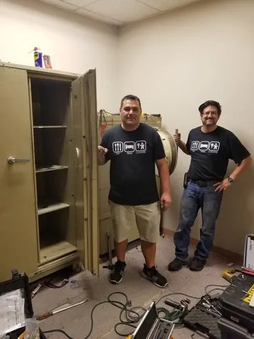 Duboff technicians after opening a large safe